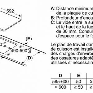 kích thước bếp từ Bosch PIE631FB1E