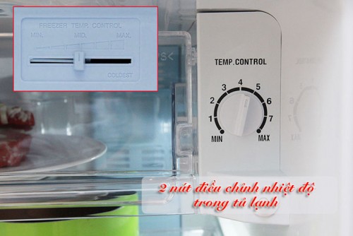 2 nút điều chỉnh nhiệt độ ở tủ lạnh Bosch