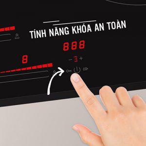 Giữ biểu tượng chiếc chìa khóa trong 10s, đến khi có âm báo và đèn sáng phát ra để mở khóa bếp từ Bosch