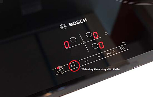 Kí hiệu của chức năng khóa trẻ em trên bàn điều khiển của bếp từ Bosch