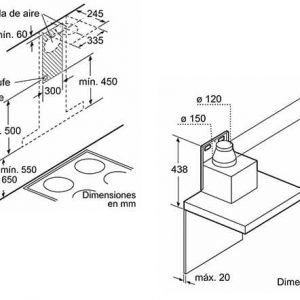 kích thước lắp đặt máy hút mùi Bosch DWB97JP50