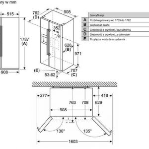 kích thước lắp đặt tủ lạnh Bosch KAD93VIFP