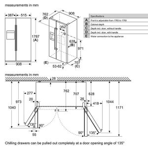 Kích thước tủ lạnh side by side Bosch KAG93AIEP