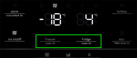 superfreezing và supercooling tủ lạnh bosch KAD93VBFP