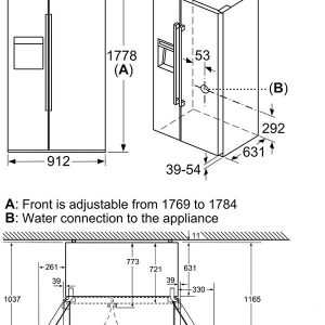 kích thước tủ lạnh bosch KAD92HBFP