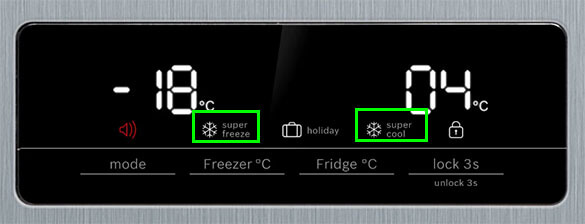 superfreezing và supercooling tủ lạnh bosch KAN93VIFPG