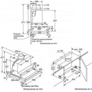 Kích thước máy hút mùi Bosch DFS067K50