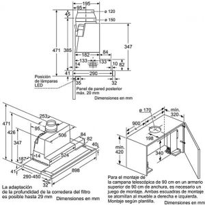 Kích thước máy hút mùi Bosch DFS097K50