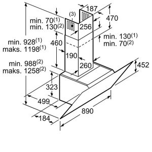 kích thước máy hút mùi bosch DWK97JM60 serie 6