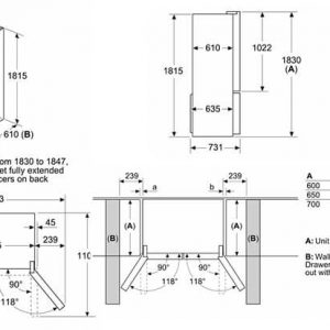 kích thước lắp đặt tủ lạnh bosch KFN96APEAG