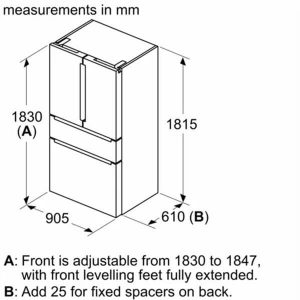 kích thước tủ lạnh Bosch KFN96PX91I