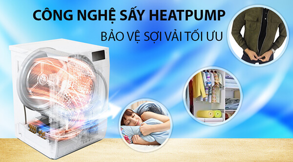 ưu điểm của máy sấy quần áo bơm nhiệt heatpump