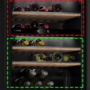 2 khu vực làm lạnh riêng tủ rượu bosch KWK16ABGA