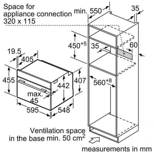 kích thước lò nướng có vi sóng bosch CMG633BS1B