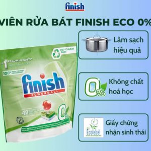Tính năng vượt trội viên rửa bát Finish All In 1 max Eco 0%  40 viên