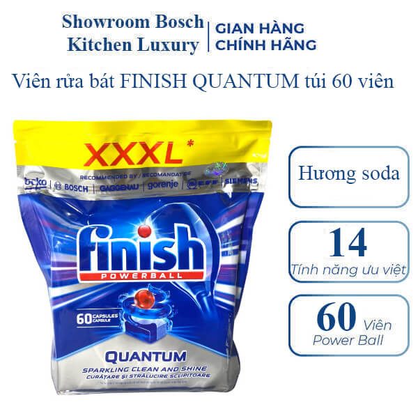Viên rửa bát Finish chính hãng Quantum túi 60 viên