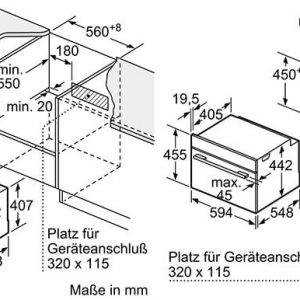 Kích thước lắp đặt lò hấp Bosch CDG634AS0