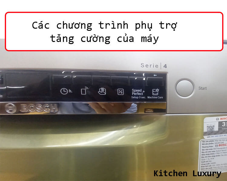 các chương trình rửa phụ trợ của máy rửa bát bosch sms4eci14e