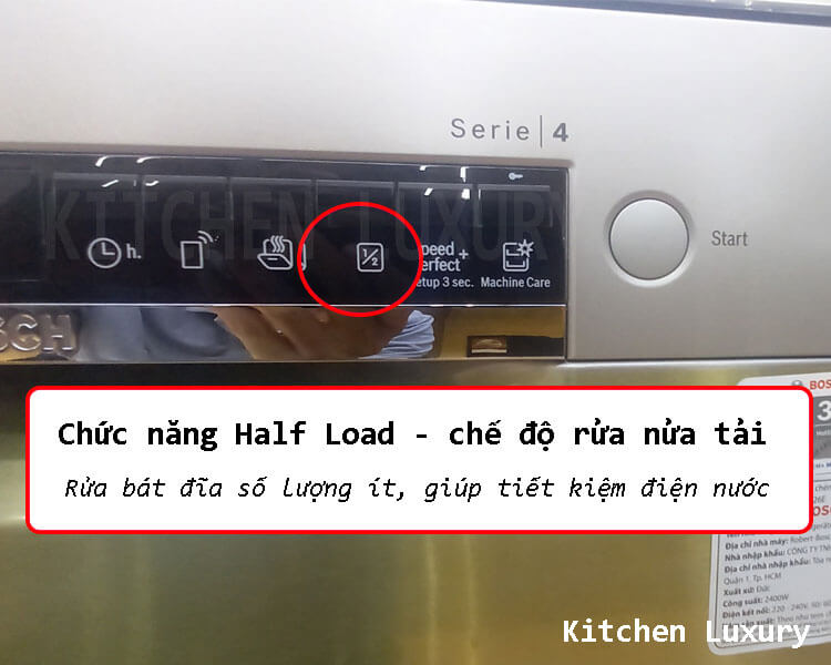 rửa nửa tải Half Load máy rửa bát Bosch