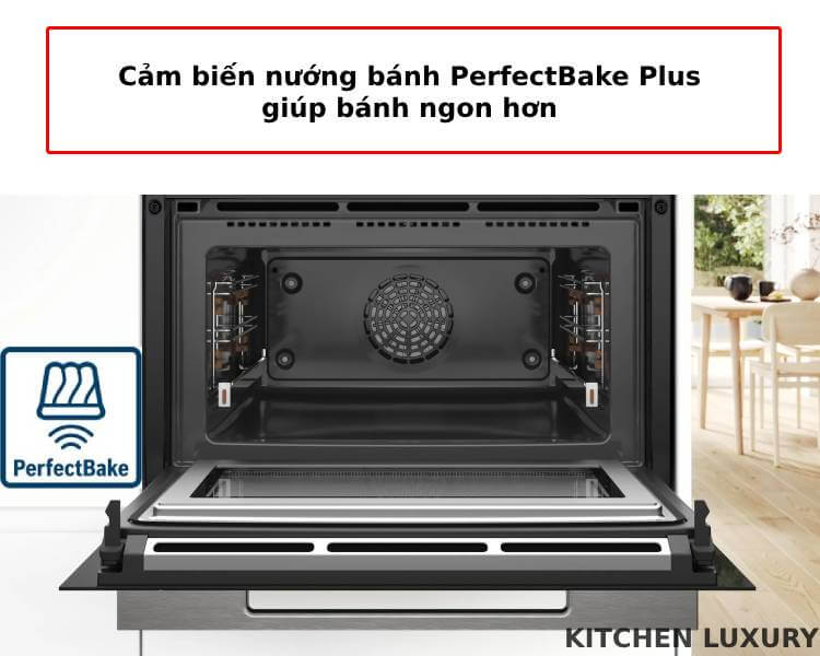 Cảm biến nướng bánh PerfectBake Plus của lò nướng kèm hấp Bosch