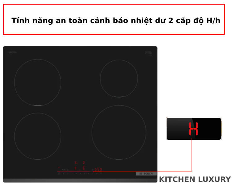 Cảnh báo nhiệt dư của bếp từ Bosch PIE631HB1E