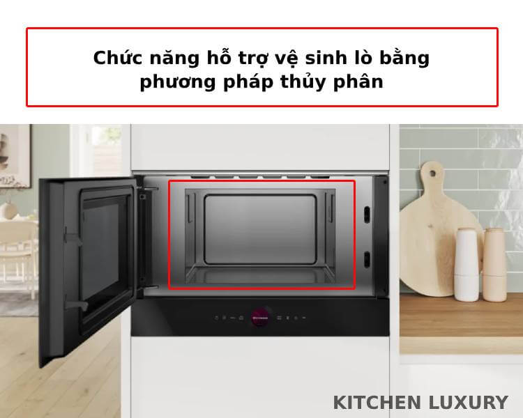 Chức năng hỗ trợ vệ sinh bằng hơi nước của lò vi sóng Bosch BFL7221B1