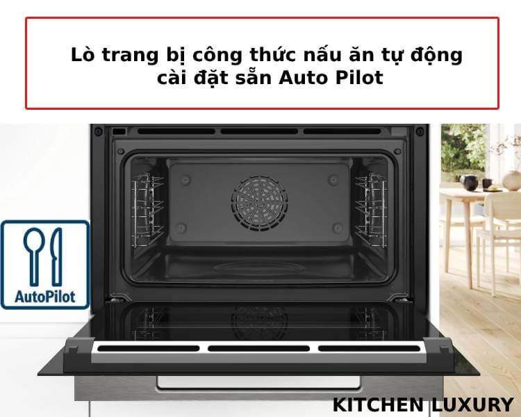 Chức năng nấu ăn tự động cài đặt sẵn Auto Pilot của lò nướng kèm hấp Bosch CSG7364B1