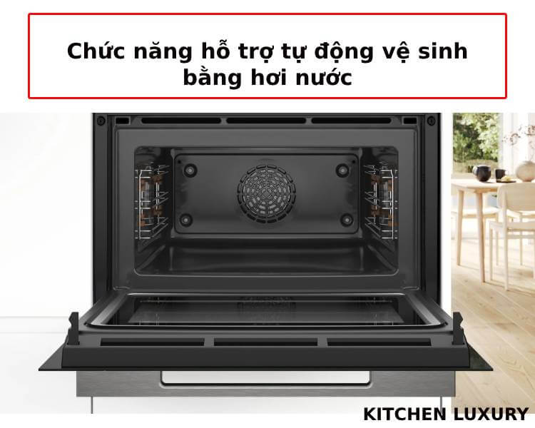 Chức năng tự động vệ sinh và làm sạch của lò nướng kèm vi sóng Bosch CMG7241B1