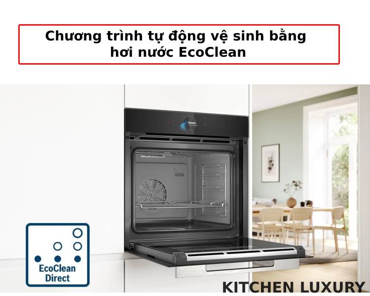 Chương trình tự động vệ sinh bằng hơi nước EcoClean của lò nướng kèm hấp Bosch