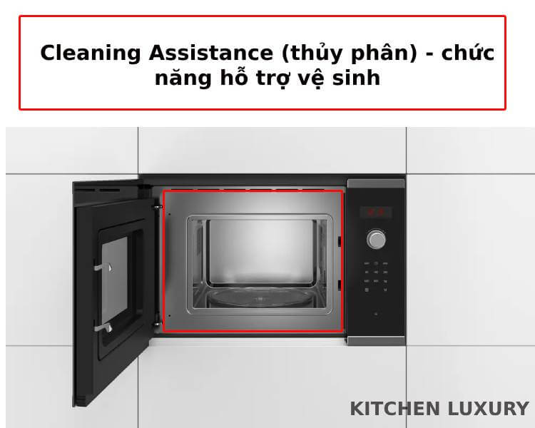 Cleaning Assistance (thủy phân) chức năng hỗ trợ vệ sinh của lò vi sóng Bosch