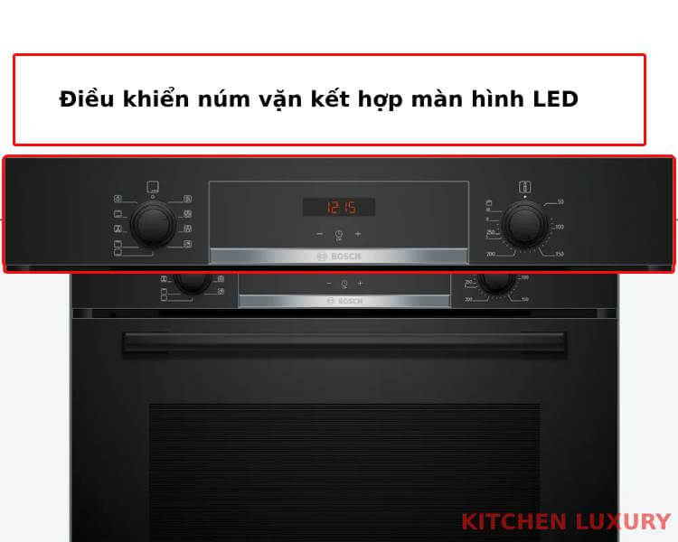 Điều khiển núm vặn và màn hình led của lò nướng bosch