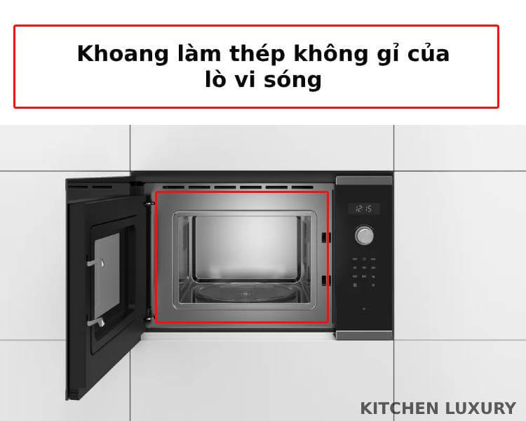 Khoang làm thép không gỉ của lò vi sóng bosch