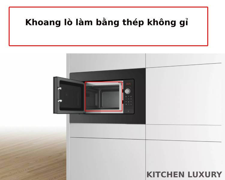 Khoang lò thép không gỉ của lò vi sóng Bosch BFL623MB3