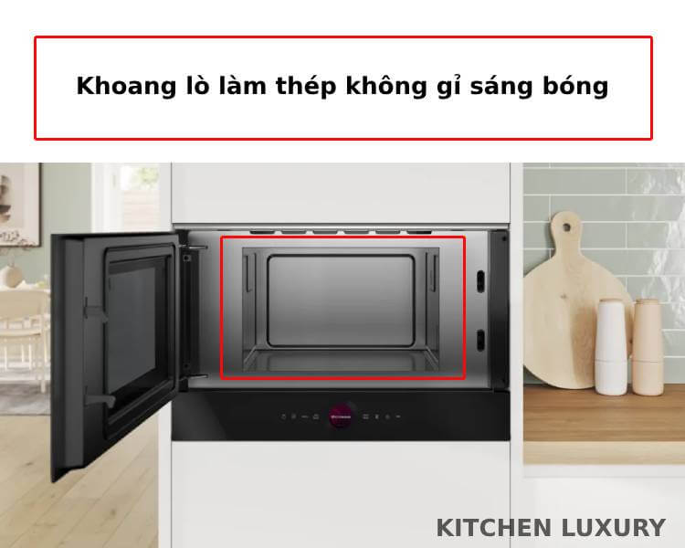 Khoang thép không gỉ của lò vi sóng Bosch BFL7221B1