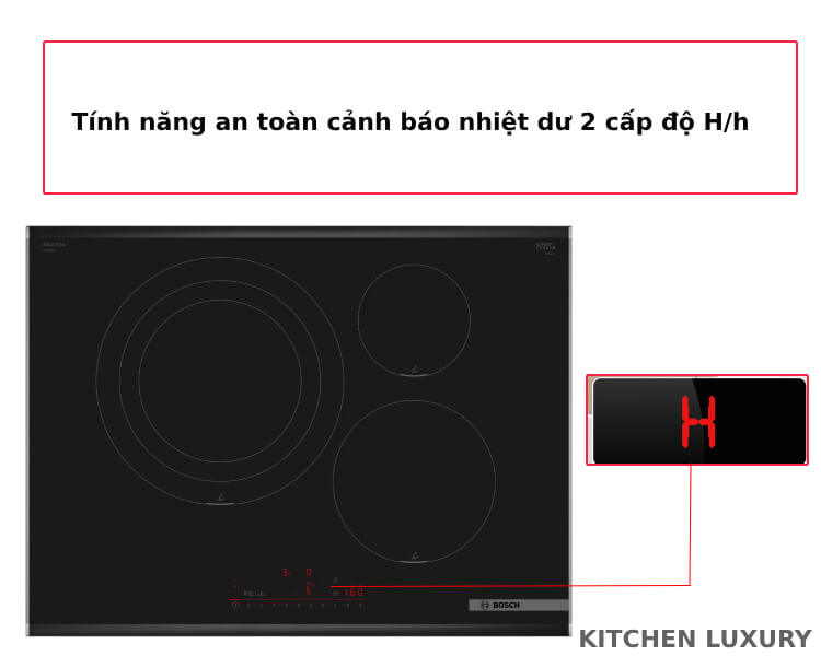 Tính năng an toàn cảnh báo nhiệt dư bếp từ Bosch PID775HC1E