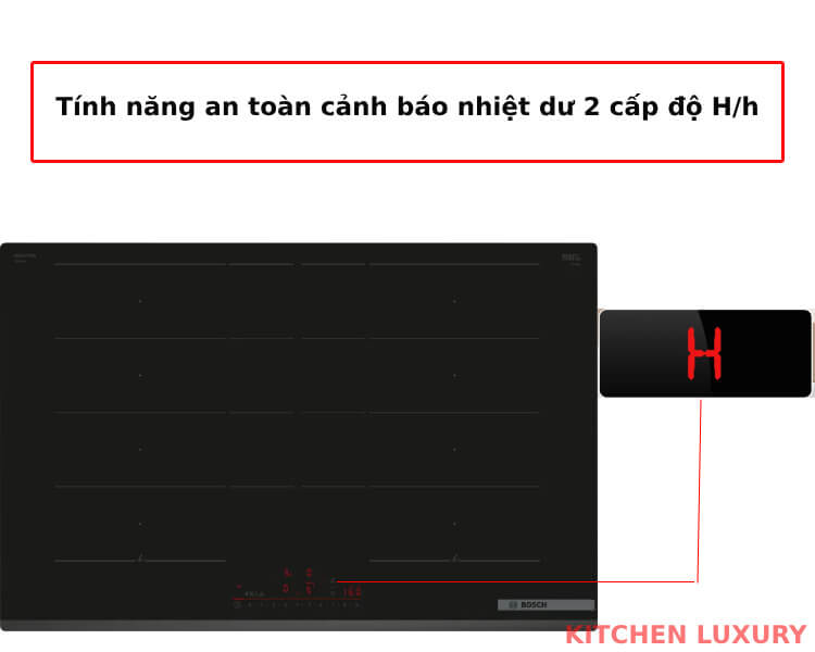 Tính năng an toàn cảnh báo nhiệt dư bếp từ Bosch PXY83KHC1E