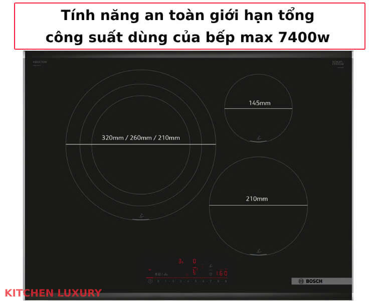 Tính năng an toàn giới hạn bếp từ Bosch