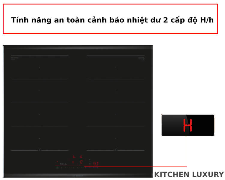 Cảnh báo nhiệt dư bếp từ Bosch PXX675HC1E