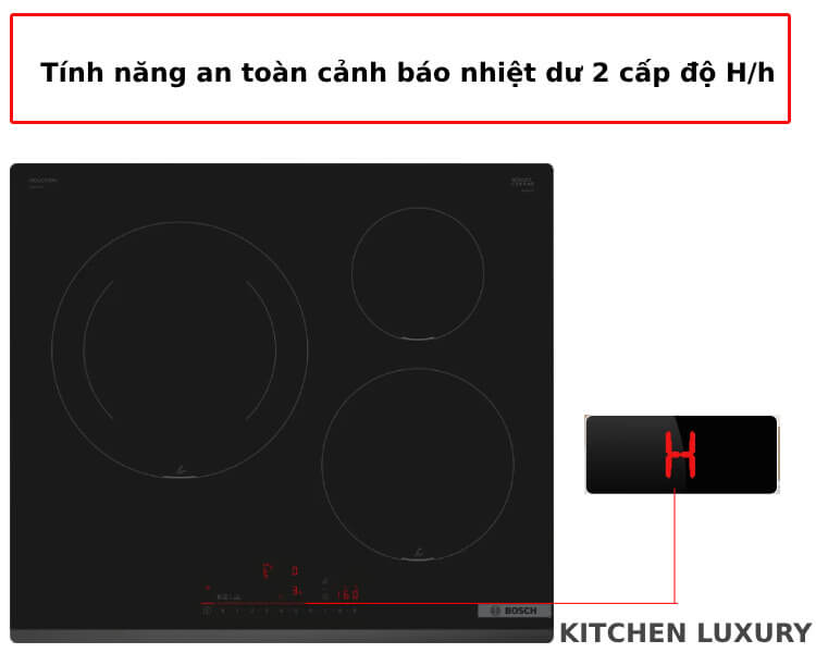 Cảnh báo nhiệt dư bếp từ Bosch PIJ631HC1E