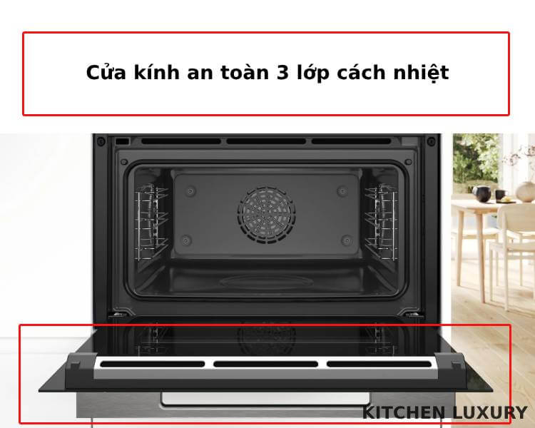 Cửa kính của lò nướng kèm hấp Bosch