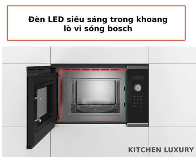 Đèn led trong khoang nội thất của lò vi sóng bosch series 4