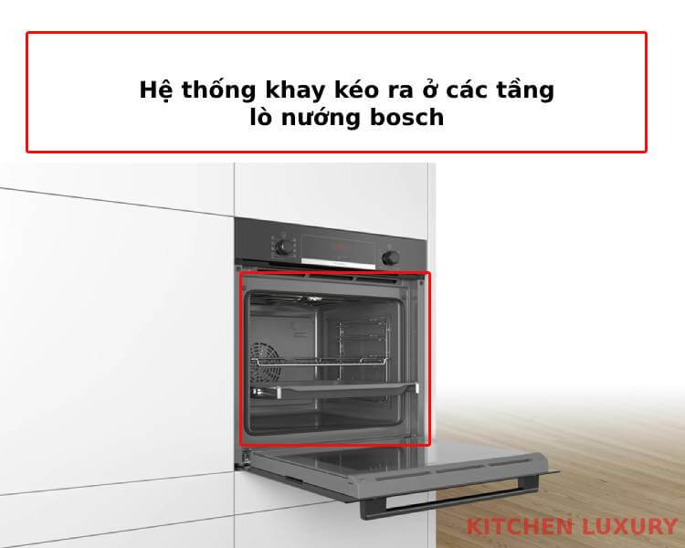 Hệ thống khay kéo của lò nướng Bosch HBA534EB0K