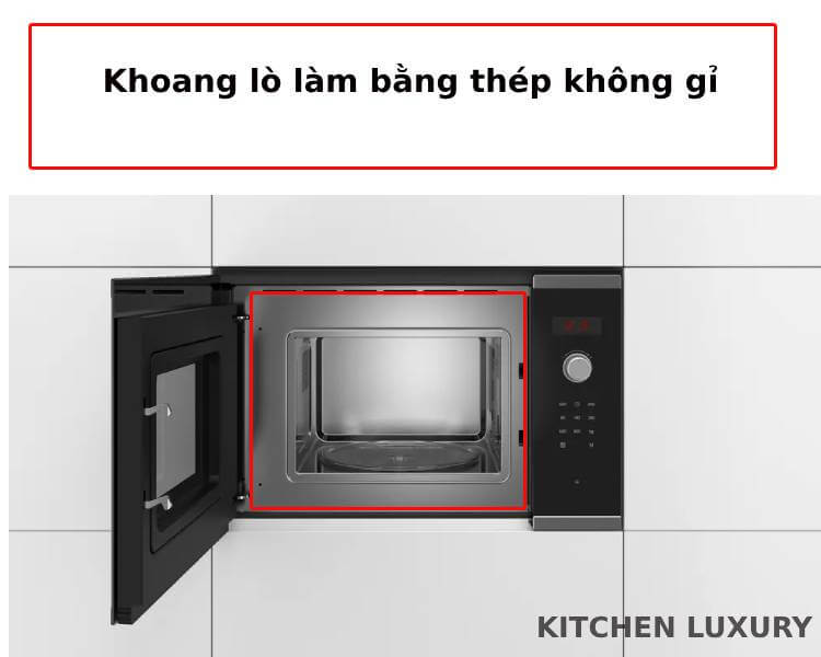 Khoang làm bằng thép không gỉ của lò vi sóng Bosch BFL523MS0B