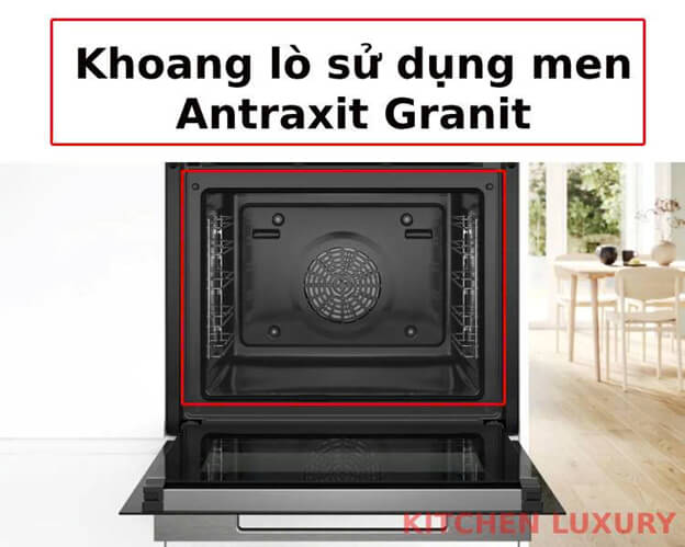 khoang lò hấp Bosch sử dụng Men Antraxit Granit