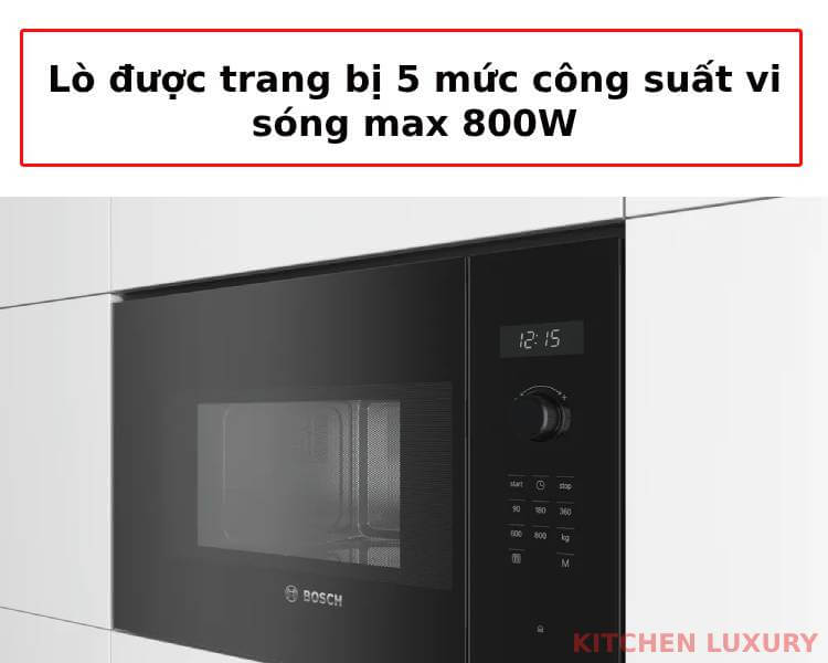 Lò được trang bị mức công suất vi sóng bosch BFL524MB0