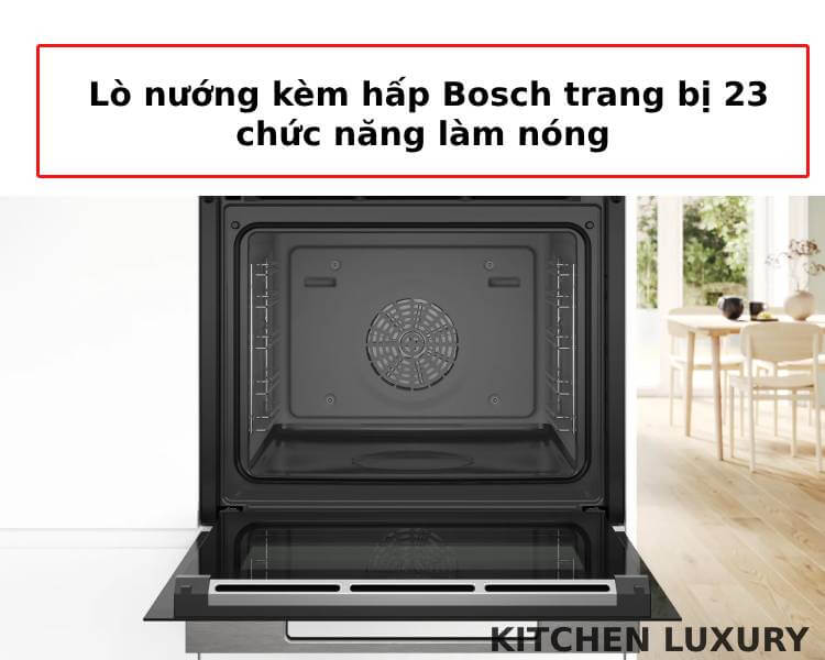 Lò nướng kèm hấp Bosch trang bị 23 chức năng làm nóng