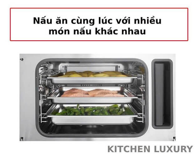 nấu ăn cùng lúc nhiều món với lò hấp Bosch