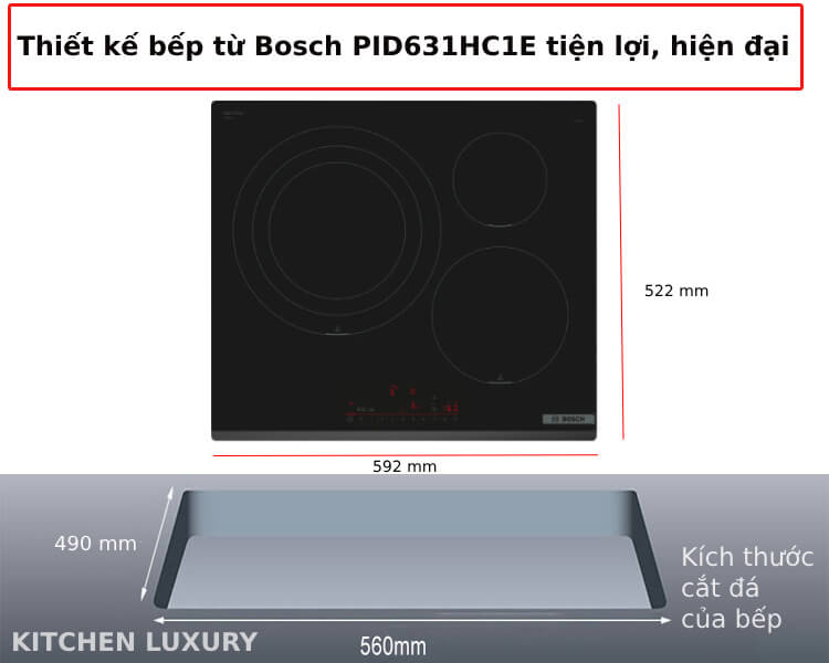 Thiết kế bếp từ Bosch PID631HC1E hiện đại