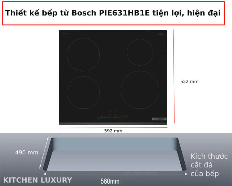 Thiết kế bếp từ Bosch PIE631HB1E