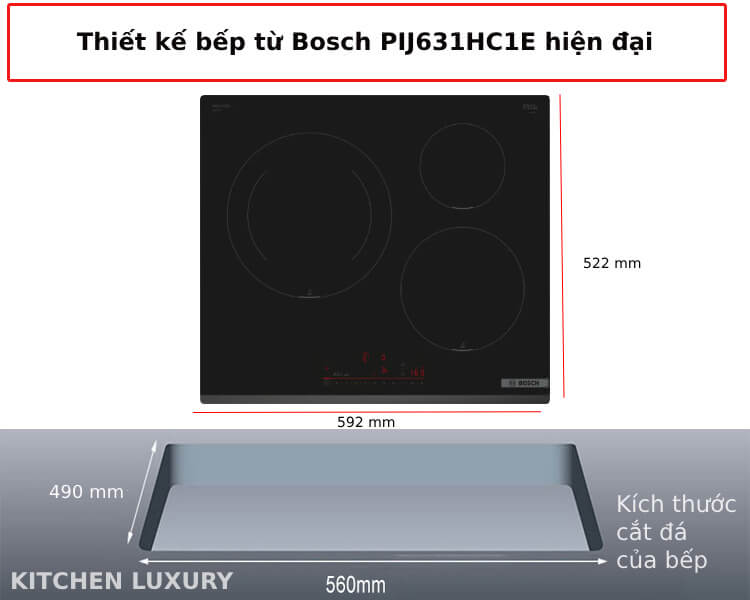 Thiết kế bếp từ Bosch PIJ631HC1E